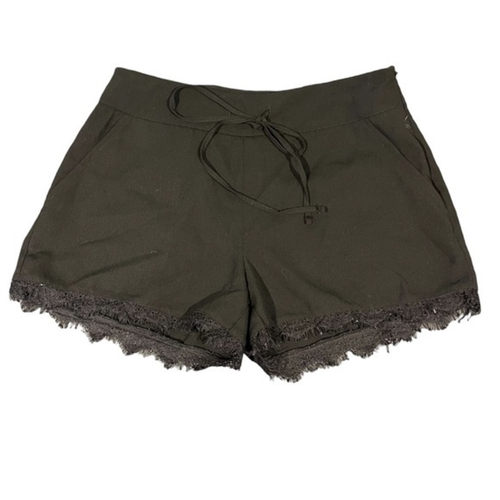 Forever 21 Black‎ Eyelash Lace Trim Shorts Side Zip Pockets  Small #152